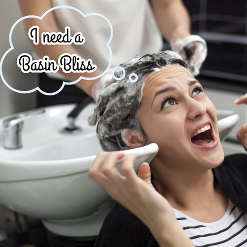 Basin Bliss neck support cushion for salon sink and home use, soft padding to improve comfort during hair washing or relaxation.